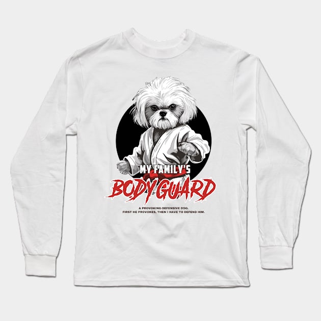 My family's Bodyguard - Maltese Dog Karate Master. Light version Long Sleeve T-Shirt by Cute Dogs AI